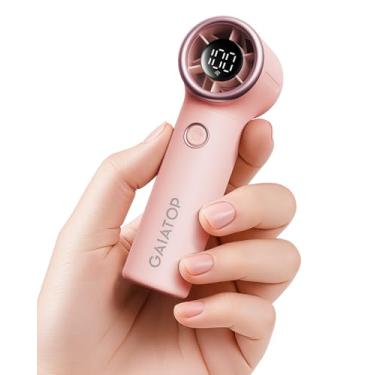 Imagem de Gaiatop Mini ventilador portátil portátil, 5 engrenagens, pequenos ventiladores turbo, ajustável de alta velocidade, alimentado por bateria recarregável para viagens, mulheres, meninas, crianças, rosa