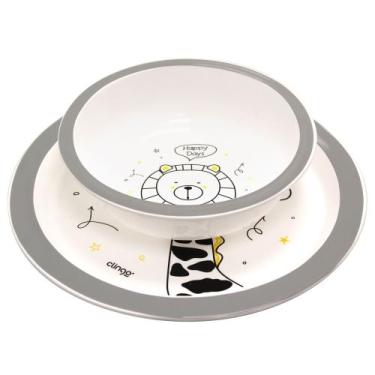 Imagem de Kit Prato e Tigela Infantil Zoo Micro-ondas BPA Free - CLINGO