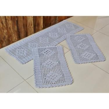 Imagem de Kit Tapete e Passadeira Cozinha Retangular 3 Peças Losango (Cinza)