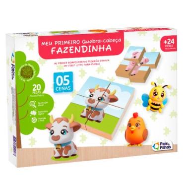 Imagem de Meu Primeiro Quebra-cabeça Fazendinha 20 peças de Madeira - Pais & Fil