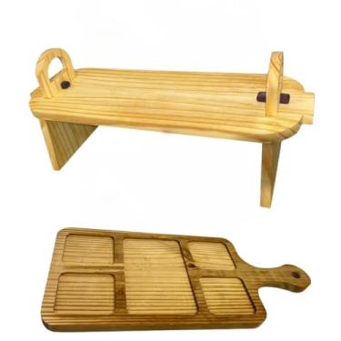 Imagem de Tabua De Frios Petisqueira Madeira Pinus Servir Porções Petiscos Pão Luxo Ceia Natal Decoração(60x24cm+Petisqueira55x24cm)