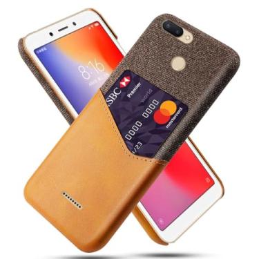 Imagem de Capa para Xiaomi Redmi 6,Tela e tampa de couro PU,Antideslizante,360°cobertura completa à prova de choque com 1 slot de cartão atrás,Prevenção de queda-Brown