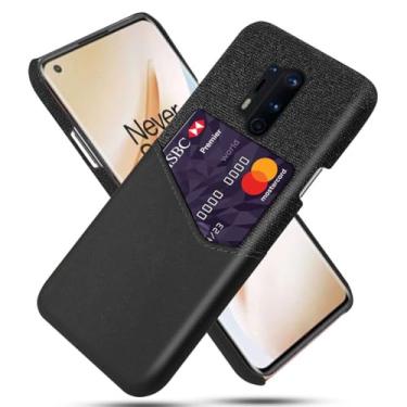 Imagem de Capa para Oneplus 8 PRO,Tela e tampa de couro PU,Antideslizante,360°cobertura completa à prova de choque com 1 slot de cartão atrás,Prevenção de queda-Black