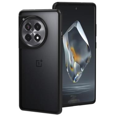 Imagem de Capa translúcida para Oneplus 12R 5G, [parte traseira de policarbonato fosco rígido + amortecedor de TPU macio preto] [suporta carregamento sem fio] Capa protetora à prova de choque de ajuste fino