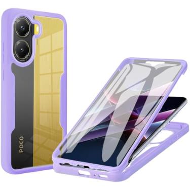 Imagem de Fofvccv Capa transparente para Xiaomi Poco X7 Pro com protetor de tela, capa protetora de corpo inteiro TPU macio resistente à prova de choque para Xiaomi Poco X7 Pro/Redmi Turbo 4-QB roxo