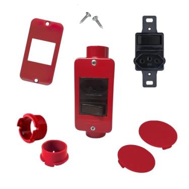 Imagem de Interruptor Com Tomada Preta Conjunto Condulete Sobrepor 4/2 (Vermelho)