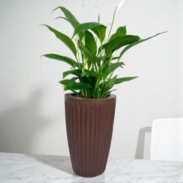 Imagem de Vaso decorativo para plantas coluna Romana em polietileno 33x23 (Marrom)