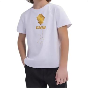Imagem de Camiseta Infantil Signo Virgem Constelacao Dourada - Alearts, 10