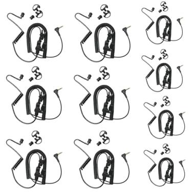 Imagem de BVMAG Fone de ouvido de 3,5 mm compatível com alto-falante e microfone, kit de vigilância de tubo acústico para rádios bidirecionais, pacote com 5