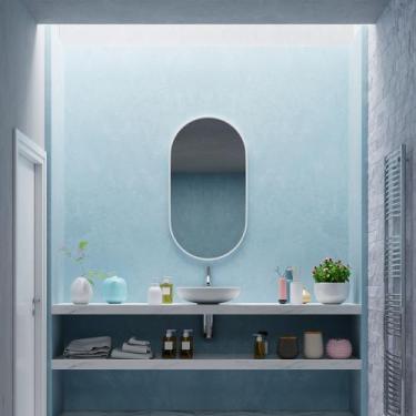 Imagem de Espelho Oval Corpo Inteiro Com Moldura Couro 76x43 Hall - Landi Vendas