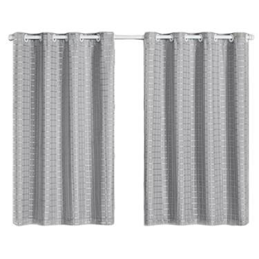Imagem de Cortina para janelas com Blackout Pvc Com Tecido Voil Xadrez 2,00 M X 1,40 M - Modelo Premium (cinza)