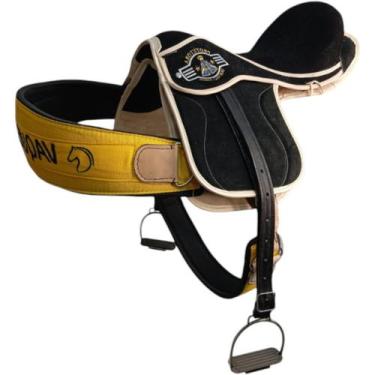 Imagem de Sela cavalo Cavalgada Selim Em Couro Preta jarrão loro - selaria shopp