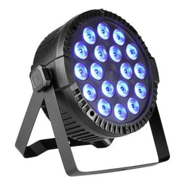 Imagem de Canhao Refletor Par 64 Slim 18 Leds 18W Dmx Rgbwa+Uv 6 Em 1