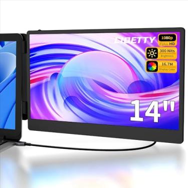 Imagem de CIDETTY Extensor de tela para laptop, extensor de monitor duplo para laptop, tela de 14,1 polegadas, tela FHD 1080p, adequado para laptops de 13 a 17 polegadas, compatível com Win/Mac/Chrome/Android