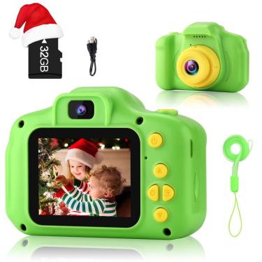 Imagem de Câmera digital gktz Kids 12MP Selfie 32GB Cartão sd Age 3-9 verde