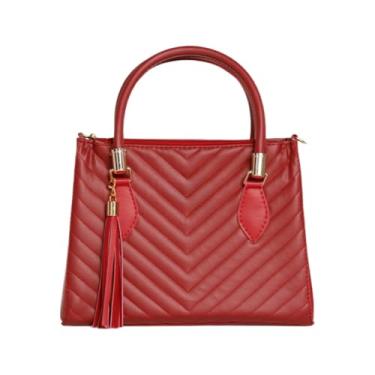 Imagem de Bolsa Feminina Media Transversal e de Mão Bordado Matelassê(Vermelha)