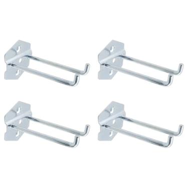 Imagem de Rannb Ganchos de Pegboard Ganchos de metal resistente de aço de 9,5 cm para quadros espaçados de 2,8 cm, ganchos de parede de braço duplo para organizar ferramentas em casa ou garagem, 10 cm de