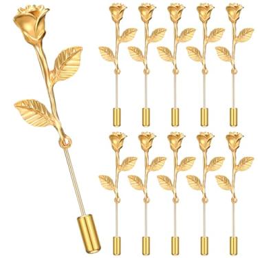 Imagem de Yuxung 16 peças moda ouro rosa metal floral lapela broche terno smoking corsage acessório para aniversário de casamento, aniversário, conjunto de alfinetes de flor para mulheres e homens