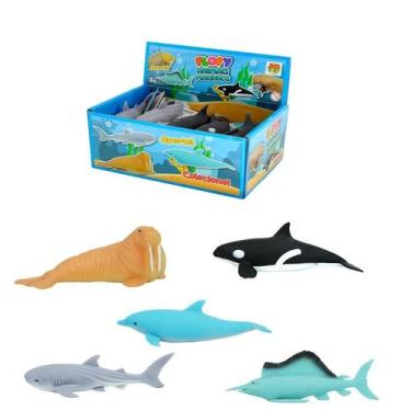 Imagem de Kit 2 Brinquedos Antistress Animais Marinhos Squishy Estica - Dm Toys