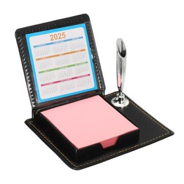 Imagem de PATIKIL 1 suporte de notas adesivas de couro com suporte de caneta, porta-notas de postes, caixa de armazenamento, mini estojo para cartão de visita, organizador de bloco de notas para mesa, casa