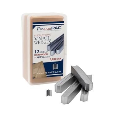 Imagem de FramePac Pregos em V para molduras de madeira (AMP) 12 mm (1/2 polegada) [pacote de pregos em V 3000 empilhados] - (para uso em pregador V automático para molduras, prego em V automático para