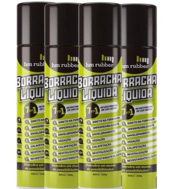 Imagem de Kit 4 Tinta Borracha Líquida Preto Impermeabilizante 400ml Hm Rubber S