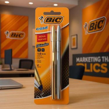 Imagem de Kit com 2 Caneta Esferográfica Bic Cristal -1.0mm Celebration Azul e P