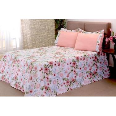 Imagem de Kit Colcha Cobre Leito 3 Peças Casal Queen Size Estampado Enxoval - LÍ