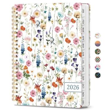 Imagem de Agenda 2026, agenda de planejamento semanal e mensal para mulheres, janeiro de 2026 a dezembro de 2026, livro de agenda de planejamento de capa dura com abas, encadernação em espiral, bolso interno