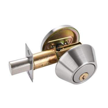 Imagem de Baoblaze Fechadura de porta de ferrolho único, ferragem de cilindro único, resistente, antirroubo, maçaneta de porta de entrada moderna com chaves para, Argent