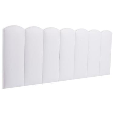 Imagem de Cabeceira Casal Kit 7 Placas Modelo Nuvem - Courino Branco