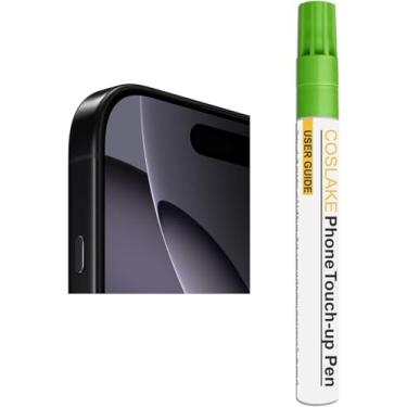 Imagem de COSLAKE Tinta de retoque de titânio preto para iPhone 15 Pro/15 Pro Max, reparo de arranhões de pintura lateral de telefone, solução rápida e fácil de reparar, caneta removedor de arranhões com 1 peça