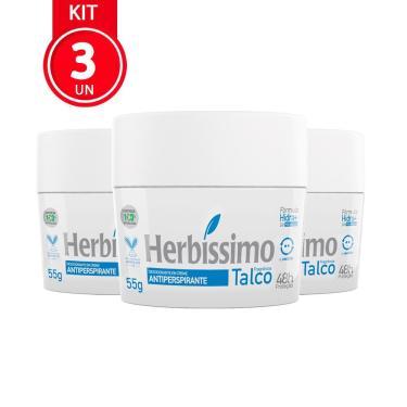 Imagem de Kit 3 Unidades Desodorante Creme Herbíssimo Talco 55G