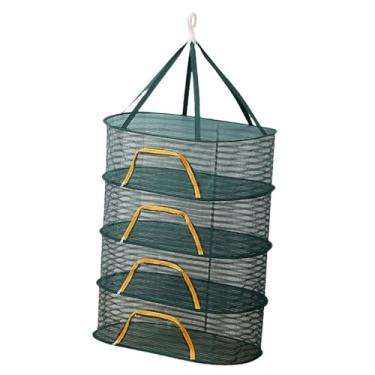 Imagem de Generic Rede de secagem para pesca, rede de secagem de alimentos, grande capacidade, respirável, cesto seco dobrável para pratos de comida de peixe, frutas, Quatro Camadas