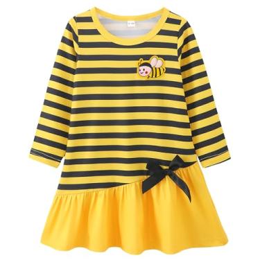 Imagem de HIGHUZZA Baby Girl Clothes Newborn Dress Long Sleeve Bow Tie Yellow Bee Toddler Girls Clothing Casual Infant Outfits 18-24 Months