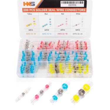 Imagem de Kit de conectores de fio de vedação de solda HKS 200PCS 26-10 AWG