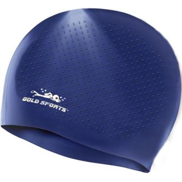 Imagem de Touca De Natação Gold Sports Massagem De Silicone, Azul escuro, Único,