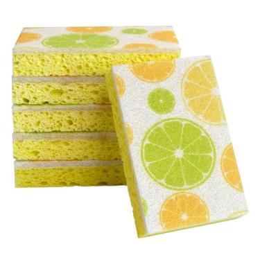 Imagem de Esponjas para esfoliantes CELOX com estampa de limão em frente e verso