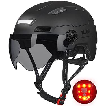 Imagem de ILM Capacete de bicicleta adulto com luz LED recarregável por USB frontal e traseira capacetes de bicicleta montanha e estrada para homens e mulheres capacete de ciclismo removível E3-10L (preto fosco