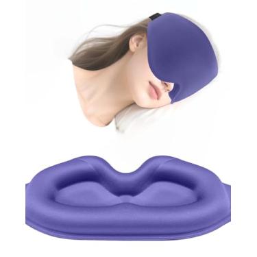 Imagem de Ritzlude Máscara de dormir para mulheres e homens, lavável na máquina, templo sem pressão e espaço no nariz, contorno ventilado 3D (azul)