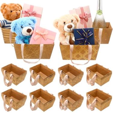 Imagem de Pinkunn 48 peças de cesta para presentes vazia, faça você mesmo, cestas de presente a granel com alças, bandejas de mercado com alças, 4 designs para embalagens, festa de casamento, Natal, Ação de