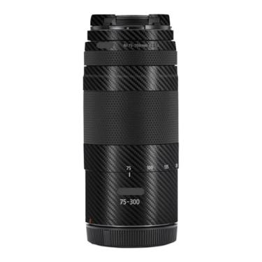Imagem de Adesivo para lente de câmera 75-300 4-5.6 Película protetora protetora para Canon RF 75-300mm F4-5.6 (fibra de carbono preta)