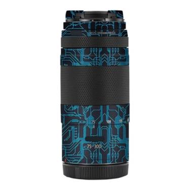 Imagem de Adesivo para lente de câmera 75-300 4-5.6 Película protetora protetora para Canon RF 75-300mm F4-5.6 (azul circuito)