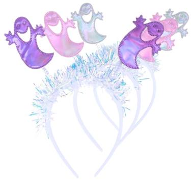 Imagem de 3 Pack Halloween Ghost Headband, Sparkly Bopper Ghost Hair Accessories w/ Silver Tinsel | Fun Animated Look | Lightweight & Comfortable | One Size Fits Most Teens & Adults - Pink, Purple & White