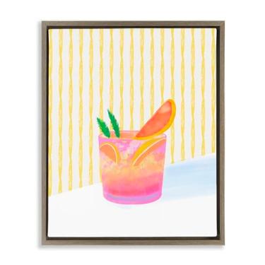 Imagem de Stupell Industries Tequila Spritz Cocktail Brown Framed Floater Canvas Wall Art Design por Dina Riddle, 21 x 17