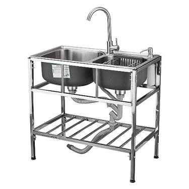 Imagem de TsoLay Pia de cozinha, pia utilitária, bacia de legumes, cozinha, casa, com suporte, pia industrial, conjunto de pias de cozinha para cozinhas, lavanderia, garagem, pia, piscina