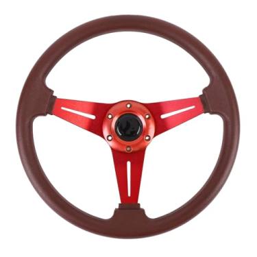 Imagem de Luocute Rodo de Corrida de 14 Polegadas, Volante de Direção Esportivo de 350 Mm Com Botão de Direção Universal Com Botão de Buzina para Qualquer Adaptador de Cubo de 6 Orifícios Padrão (vermelho)