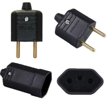 Imagem de 100 Plug 2 Pinos + 100 Tomada 3 Pinos 10a Preto Reforçado Margirius