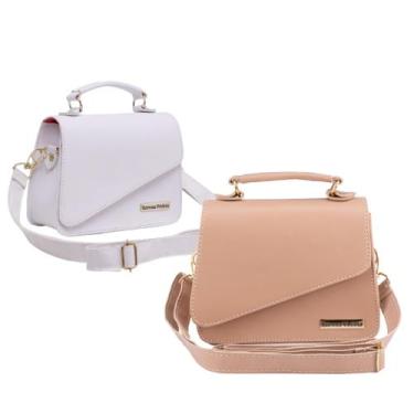 Imagem de Kit bolsa feminina pequena alça tarnsversal - ZBOLSA, Branco, Nude