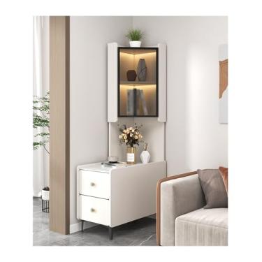 Imagem de Mesa lateral de sofá, luz de luxo, sofá, aparador lateral, armário de canto, mesa de centro, sala de estar, mesa lateral, armário lateral criativo (esquerda, 90 x 40 x 165 cm)